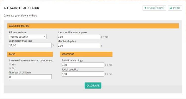 Allowance calculator in Openetti